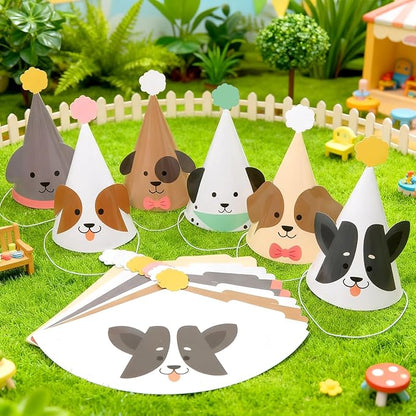 24PCS Pet Dog Birthday Party Hats Cute Puppy Themed Party Cone Hats Colorful Dog Birthday Parties Decorations Costume Headwear for Cosplay Dress Up Puppy Parties Supplies
