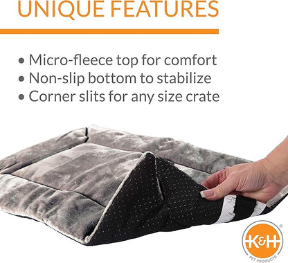K&H Pet Products Self-Warming Dog Crate Pad, Large Self Heated Dog & Cat Bed Mat, Portable, Machine Washable, No Electric Needed, Adjustable Fit, Non-Slip Bottom - Large 37 X 25in Gray