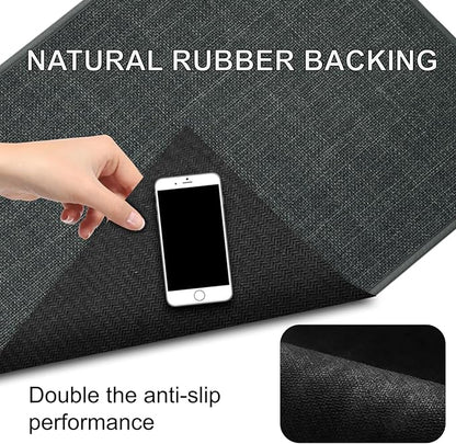 Ultra Thin Indoor Door Mat, Low-Profile Door Mats Indoor Entrance, Non-Slip Natural Rubber Backing Doormat, Washable Entryway Doormats, Fade Resistant Dirt Trapper for Kitchen, 17''x29'', Grey