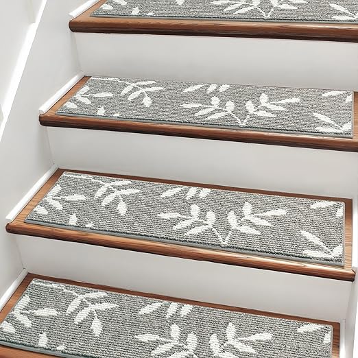 Stair Treads for Wooden Steps Non Slip Stair Carpet, 4 Pack Stair Runners Indoor Stair Rugs for Elders and Pets Reusable Staircase Step Treads Covers, 30x8 Inches, Grey