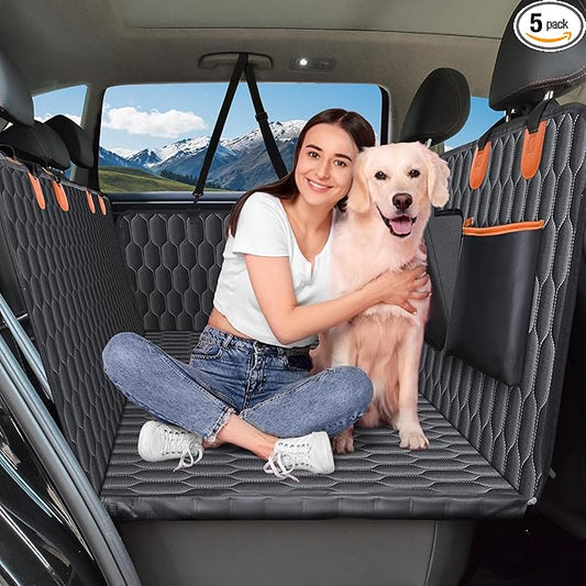 XL Back Seat Extender for Dogs-Supports 400lb,Waterproof Dog Car Seat Cover Hard Bottom-Detachable,600D Oxford Cloth Proof Nonslip Soft,Dog Hammock for Car,SUVs