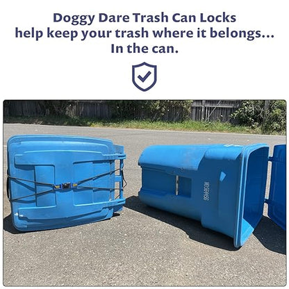 (2 Pack) Doggy Dare Trash Can Lock - Large - Fits 40-60 Gallon Trash Cans - Perfect for Dogs, Raccoons, Opossums - Bungee Cord Design Makes Install Simple (Trash Can NOT Included)
