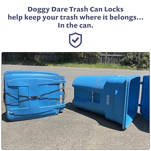 Trash Can Lock - Large - Fits 45 Gallon Trash Cans - Perfect for Dogs, Raccoons, Opossums - Bungee Cord Design Makes Install Simple (Trash Can NOT Included)