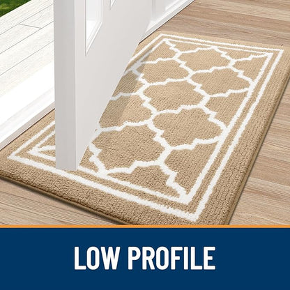 Buganda Indoor Door Mat, Dirt-Resistant and Absorbent Doormat, Anti-Slip, Low Profile Floor Mats for Inside Entryway, Front, and Back Door Entrance (48x32 Inches, Beige)