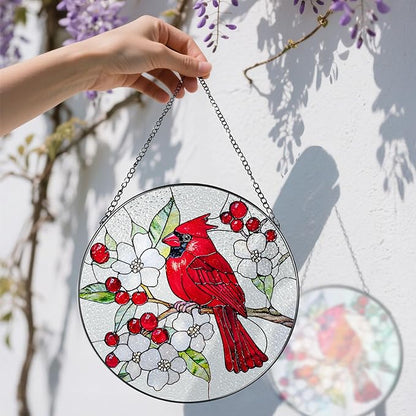 8″ Cardinal Stained Glass Suncatcher, Stained Glass Window Hanging Ornament, Red Bird Decor, Christmas Ornaments | Cardinal Memorial Gifts, Bird Lover Gift, Gifts Ideas