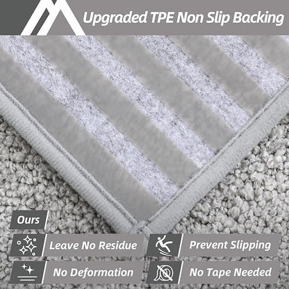 COSY HOMEER Edging Stair Treads Non-Slip Carpet Mat 28inX9in Indoor Stair Runners for Wooden Steps, Edging Stair Rugs for Kids and Dogs, 100% Polyester TPE Backing (4pc, Grey)