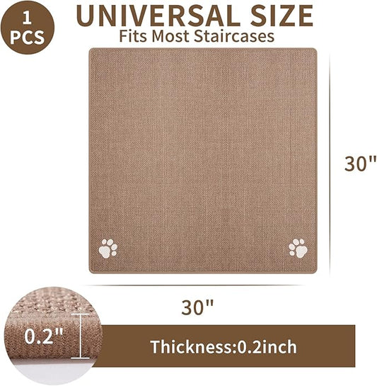 Square Stair Treads Non Slip Indoor 1PCS, Rubber Backing Stair Runner Rugs for Wooden Steps, Residue Free Stair Carpet Treads for Kids Elders Pets, Machine Washable Stair Mats, Brown, 30" x 30"