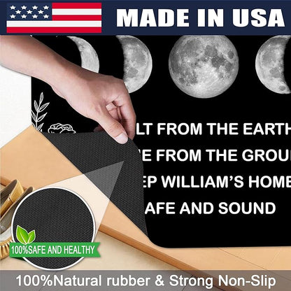 Custom Doormat with Family Name Personalized Moon Entryway Door Mat Front Door Mat for Outdoor Decor Entrance Mat Customised Rug Christmas Housewarming Gift with Anti-Slip Backing