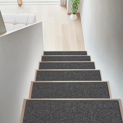 BEQHAUSE Stair Treads for Wooden Steps 28inX9in, Carpet Stair Treads Non Slip Indoor, Machine Washable Stair Runners for Kids Elders and Pets, Carpet for Stair Rugs Mat, TPE Backing, 4pcs, Charcoal