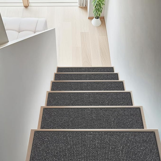 BEQHAUSE Stair Treads for Wooden Steps 28inX9in, Carpet Stair Treads Non Slip Indoor, Machine Washable Stair Runners for Kids Elders and Pets, Carpet for Stair Rugs Mat, TPE Backing, 4pcs, Charcoal