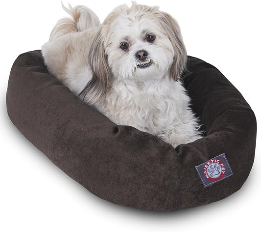 Majestic Pet Villa 24 Inch Shredded Memory Foam Dog Bed for Small Sized Dog 24x19x7 Inch–Orthopedic Pet Bed - Washable Small Puppy Mat with Head Support-Storm