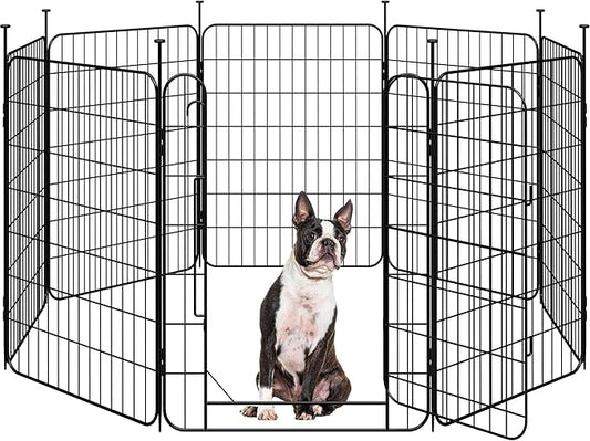 Yaheetech Expandable Dog Playpen, 8 Panel 32 inch Puppy Playpen with Door Indoor/Outdoor Pet Fence for Small Medium Dogs