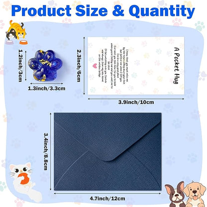 Loss of Pet Sympathy Gift - Glitter Blue Mini Paw Pocket Hug Toy with Memorial Card Envelope Remembrance Bereavement Gift for Loss of Dog Cat Sympathy Favor Pet Lovers Stress Relief Toy