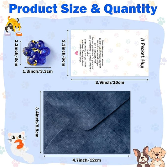 Loss of Pet Sympathy Gift - Glitter Blue Mini Paw Pocket Hug Toy with Memorial Card Envelope Remembrance Bereavement Gift for Loss of Dog Cat Sympathy Favor Pet Lovers Stress Relief Toy