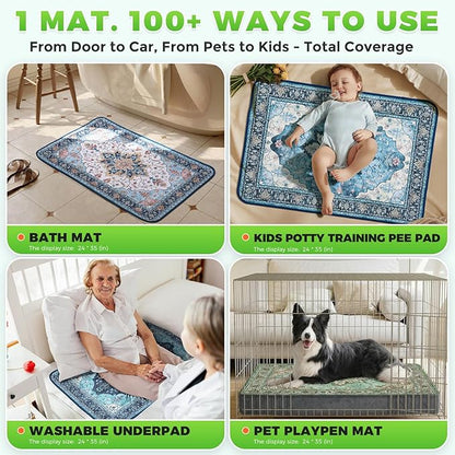 Hompet 2 Pack Super Absorbent Dog Door Mat for Muddy Paws, Washable Pee Pads for Dogs, Reusable Puppy Training Pads, Quick Dry Non-Slip Pet Entryway Rug, Leak-Proof Potty Pad for Indoor Floors 18x28