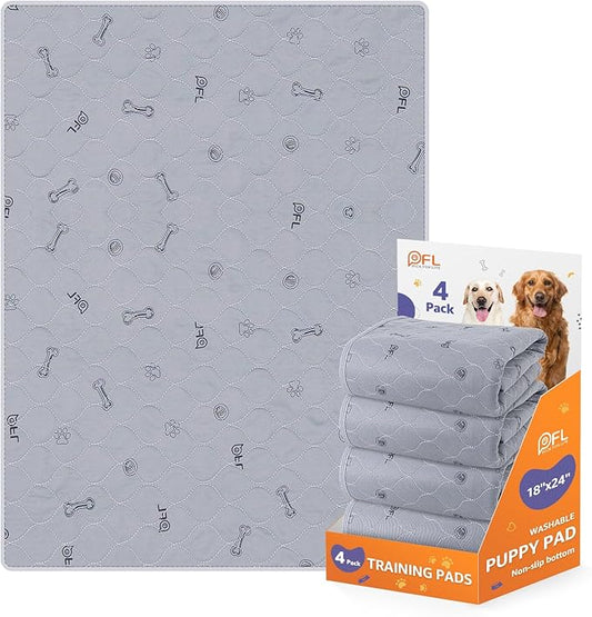 Washable Dog Pee Pads for Puppy, 4 Pack Puppy Pads Washable Pee Pads for Dogs, Absorbent Reusable Whelping Pads Dog Mats for Floor Protector, Couch Cover, Crate, Puppy Training 18x24