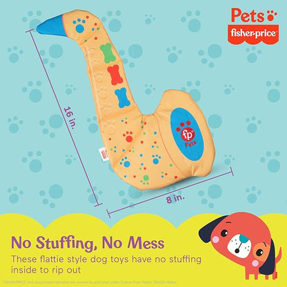 Fisher-Price for Pets SaxBone Rip and Reveal Dog Toy, Flattie Style with No Stuffing, Stuffing-Free with Bonus Toy Inside
