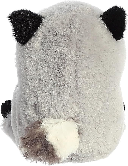 Aurora® Round Rolly Pet™ Ripley Raccoon Stuffed Animal - Adorable Companions - On-The-Go Fun - Gray 5 Inches