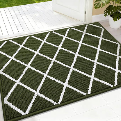 Finchitty Indoor Door Mat, Dirt Resistant and Absorbent, Low-Profile, Non-Slip, Washable Inside Floor Mats for Front Door, Back, and Entrance, 32" x 20", Green