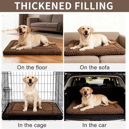 Dog Bed Mat,Reversible & Ultra Soft Kennel Pad-Machine Washable Pet Bed for Dogs & Cats-All-Weather Crate Liner for Crates,Carriers & Travel (Dark Brown, 35" L x 23" W x 1.5" Th)
