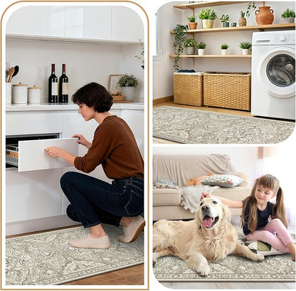 Ileading Anti Fatigue Kitchen Rugs Sets of 2 Cushioned Kitchen Mats for Floor Waterproof Kitchen Mat Set Non Slip Comfort Standing Mat for Kitchen, Office, Sink, Laundry