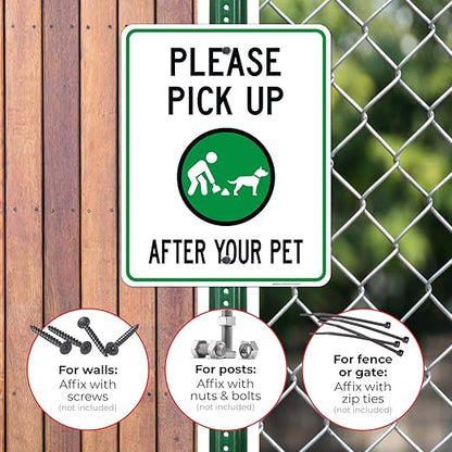 Clean Up After Your Dog Sign, Please Pick Up After Your Pet Sign, 24x30 Inches, Rust Free .063 Aluminum, Fade Resistant, Indoor/Outdoor Use, Made in USA