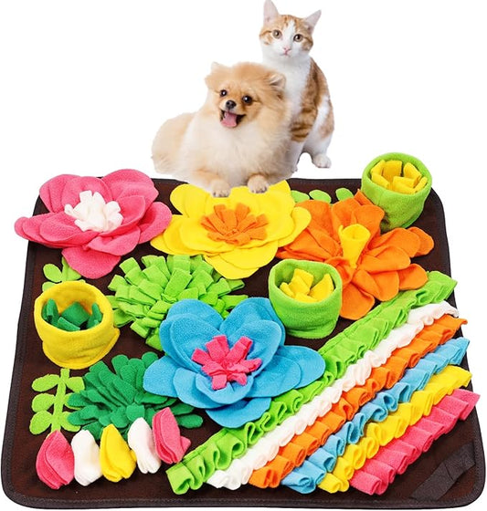 ORIA Pet Snuffle Mat, 15.4x15.4'' Interactive Sniff Mat, Dog Treats Feeding Mat for Slow Eating, Boredom, Encourages Natural Foraging Skills, Nosework Feeding Mat for Small Dogs Cats Rabbits