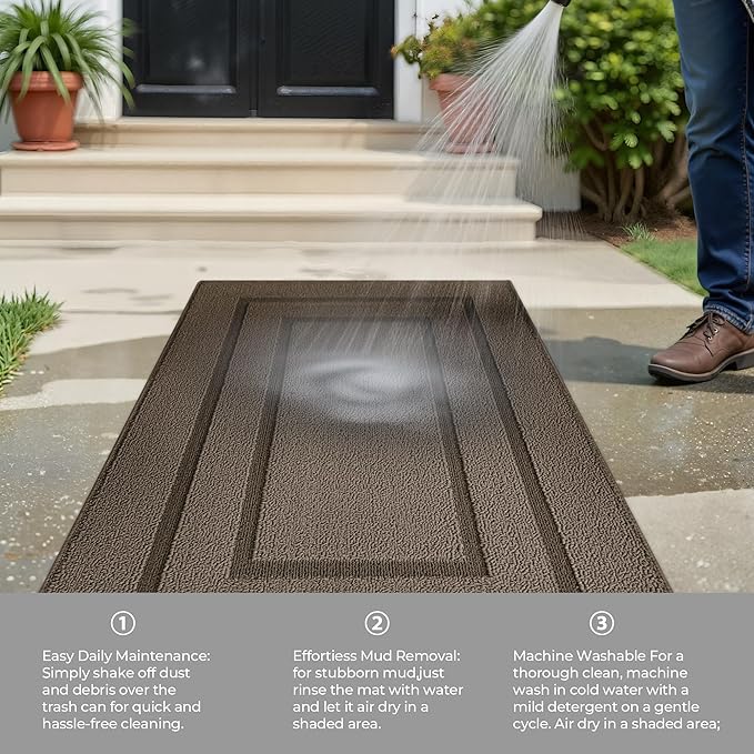 GRANNY SAYS Kitchen Mats for Floor Resist Dirt Kitchen Rugs Non Slip Washable, Long Rug Runner for Sink Laundry Thick Durable Polypropylene Comfort Standing, 47" x 20", Light Brown
