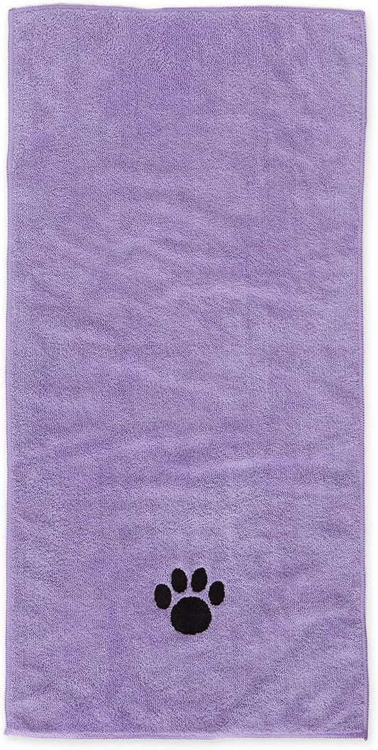 Bone Dry Pet Grooming, Embroidered Microfiber Towel Drying Collection, 15x30, Lavender