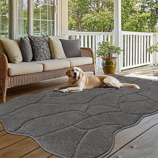 Large Dog Door Mat for Muddy Paws, 71x47 Absorbent Dirt Trapper Long Door Mat, Non-Slip Washable Mud Mat for Dogs, Polyester Microfiber Soft Pet Rug Mat for Entryway, Mud Dog Paws, Patio (Gray)