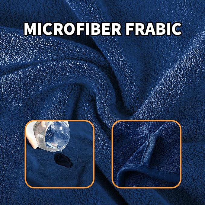 Dog Towel Dog Bathrobe, Microfiber Super Absorbent Pet, Quick Drying Robe for After Bath, Adjustable Collar & Belly Strap Pet Cat Bath Robe Towel Blue-M