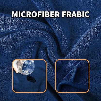 Dog Towel Dog Bathrobe, Microfiber Super Absorbent Pet, Quick Drying Robe for After Bath, Adjustable Collar & Belly Strap Pet Cat Bath Robe Towel Blue-M