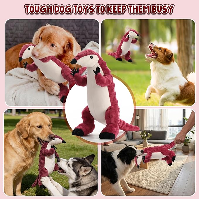 Plush Chew Toys for Large Dogs, Squeaky Dog Toys, Stuffed Animal Dog Plush Toy for Small Medium and Large Breed, Pet Toys for Dogs to Keep Them Busy, Interactive Tough Dog Toy