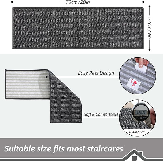 BEQHAUSE Stair Treads for Wooden Steps 28inX9in, Carpet Stair Treads Non Slip Indoor, Machine Washable Stair Runners for Kids Elders and Pets, Carpet for Stair Rugs Mat, TPE Backing, 15pcs, Charcoal