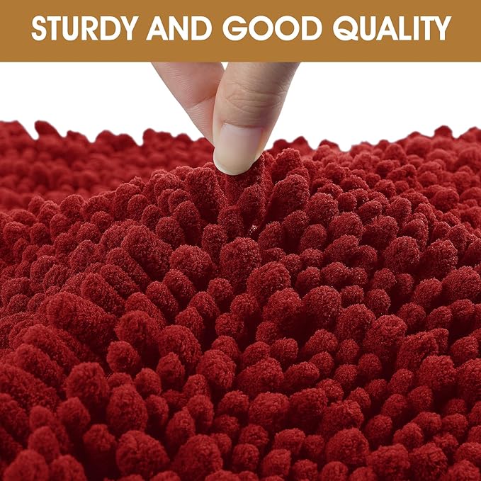 Extra Large Dog Door Mats for Muddy Paws, 71" x 25" Christmas Chenille Absorbent Mud Mat for Dogs, Non Slip Heavy Dog Rugs For Muddy Paws, Soft Indoor Door Mat for Entryway, Mud Paw, Inside Floor, Red
