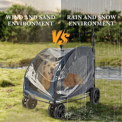 Large Dog Stroller Rain Cover, EVA Transparent Waterproof Windproof Snowproof Cover, Dog/Pet/Cat Stroller Rain Cover for Outdoor, Pet Supplies