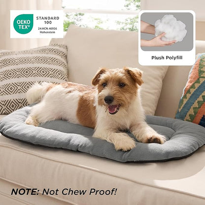 Bedsure Washable Dog Crate Pad for Large Dogs, Anti-Slip Puppy Kennel Dog Bed for Crate - Ultra Soft Fleece Flat Thin Pet Mat (Not Chew Proof), Light Grey 35"x22"