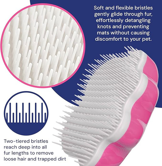 Small 4" Dog Pet Hair Massaging Brush Grooming Tool for Cats Dogs Long or Short Hair Raspberry Pink