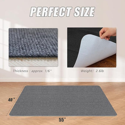 Sycoodeal Office Chair Mat for Hardwood Floor,Office Computer Gaming Chair Mat for Tile Floor,Large Floor Protector Rug,Anti-Slip,Easy to Clean,Grey(40"x55")