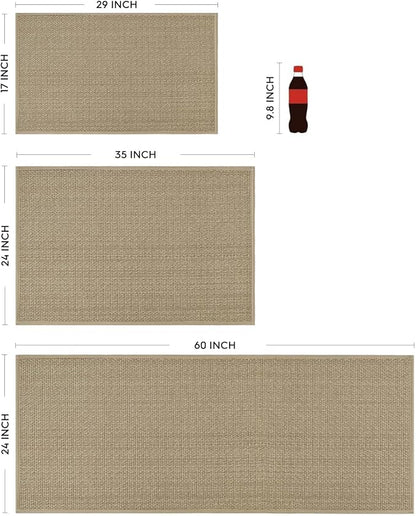 Artoid Mode Washable Non Slip Kitchen Rugs and Mats Set of 2, Rubber Backing Absorbent Kitchen Mats for Floor Front of Sink - 24x35 and 24x60 Inch