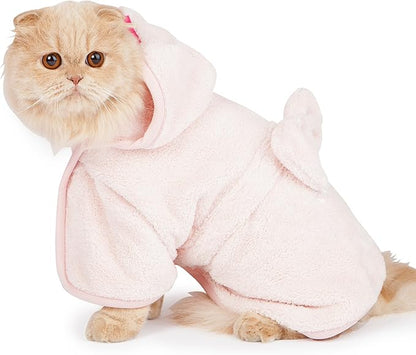 CATSMORY] Microfiber Bath Gown for Small Dog and Cat Bath Robe Towel, Quick Drying, Microfiber Towel (Medium)