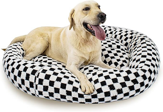 39 Inch Calming Dog Bed for Large Dogs, Round Anti-Anxiety Warm Bed, Soft Cozy Anti-Slip Donut Washable Pet Bed, Fits up to 100 lbs Pets