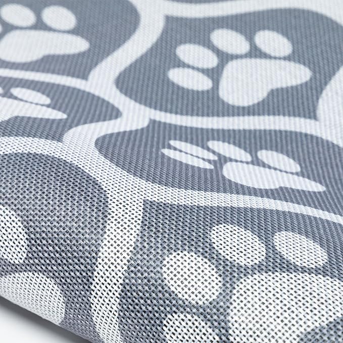 GreaterGood Festival Pets Non-Slip Floor Runner Rug Colorful Paw Print Hallway Kitchen Mat with Rubber Backing 47" Long, Pet-Lover Accent Rug (Pawtrellis)