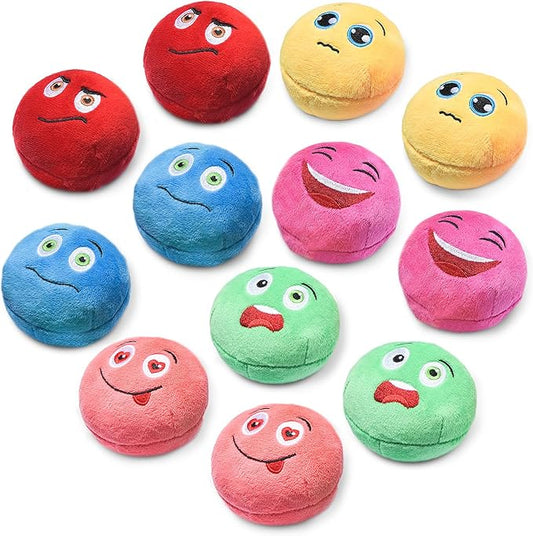 Squeaky Dog Toys, Stuffed Plush Puppy Toy Balls to Keep Them Busy, (12 Pack) Interactive Funny Pet Ball with Squeaker for Puppies Small Breed Dogs