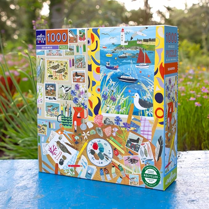 eeBoo 1000 Piece Puzzle - Seabirds Jigsaw Puzzle for Adults, Square 23" x 23" Made with Recycled Board & Vegetable-Based Ink