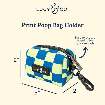 Lucy & Co. Have a Nice Day Everyday Dog Poop Bag Holder - Leak Proof Dispenser - Hygienic Pet Poop Pickup - Purple Checker