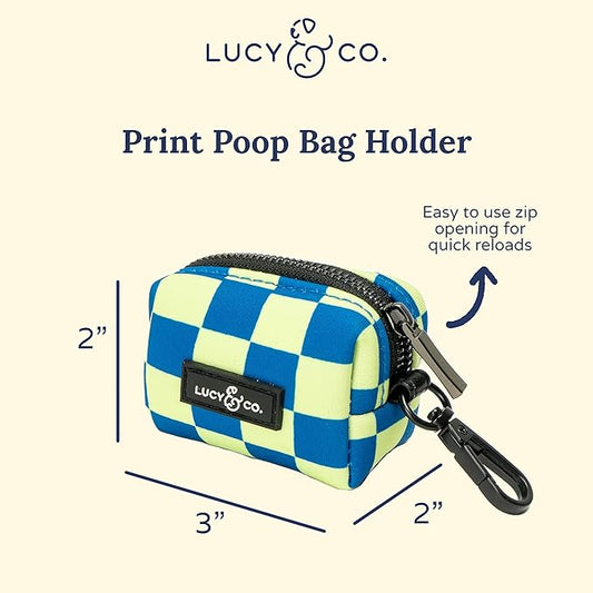 Lucy & Co. Have a Nice Day Everyday Dog Poop Bag Holder - Leak Proof Dispenser - Hygienic Pet Poop Pickup - Purple Checker