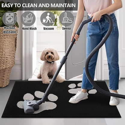 FONEYI Indoor Door Mat, 20"x32" Dog Mats for Muddy Paws, Rubber Backing Non Slip Super Absorbent Washable Entryway Rug, Low-Profile Front Back Door Mats, Inside Floor Doormats for Entryway, Black
