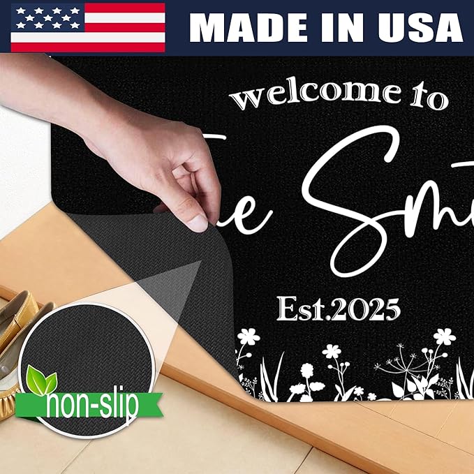 Custom Doormat with Family Name - Personalized Entryway Door Mat Front Door Mat for Outdoor Decor Entrance Mat Housewarming Gift with Anti-Slip Backing Design09