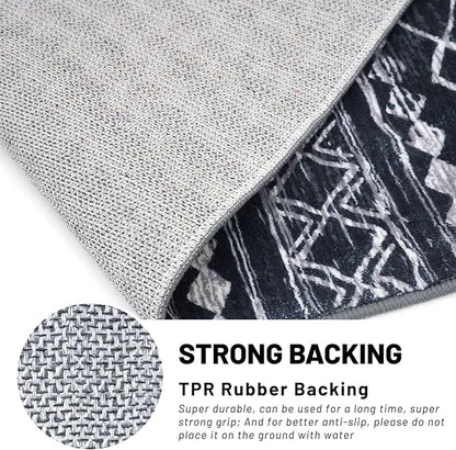 KUTA Boho Vintage Hallway Runners 2x5 ft Black Moroccan Washable Runner Rug Non-Slip Kitchen Rug Ultra Soft Distressed Geometric Floor Carpet for Bedroom Laundry Living Room